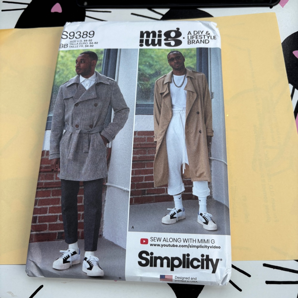 Simplicity by Mimi G Pattern S9389 BB for Men’s Trench Coat
